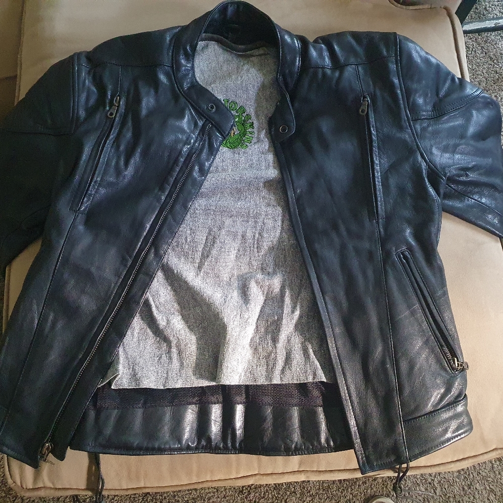 Leather Motorcycle Jacket with GatorSkins removeable liner